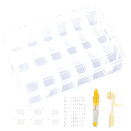 INFNZOLI Embroidery Floss Organizer Cross Stitch Thread Storage Box Tools with 120 Pieces Floss Bobbins, Bobbin Winder, Scissor and Colour Stickers,Removable 18 Compartments Big Size Case