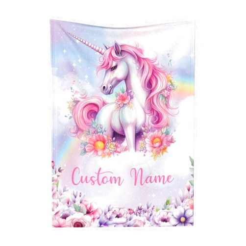 BHSHOH Personalized Baby Blanket for Boys Girls Unicorn Custom Baby Blanket with Name for Newborn Toddler Kids Unique Gifts for New Mom Baby Shower Birthday Christmas Soft Swaddle Receiving Blankets Nursery