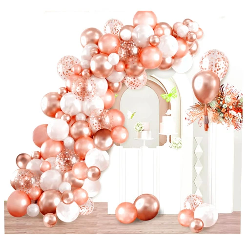 Luckinds 140PCS Rose Gold Garland Balloons Rose Gold Chrome Ballons Arch Kit with Confetti Balloon for Baby Shower Birthday Wedding Bachelorette Party Decor
