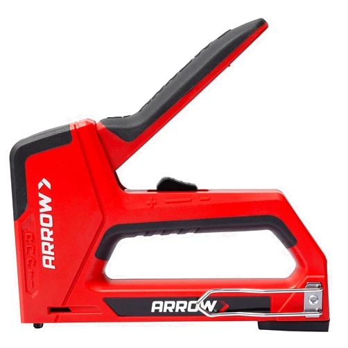 Arrow Fastener Arrow T501 5-in-1 Manual Staple and Nail Gun, Wire Stapler, and Brad Nailer for Wood, Upholstery, Construction, Insulation, Crafts, Fencing, and Cable, Black/Red