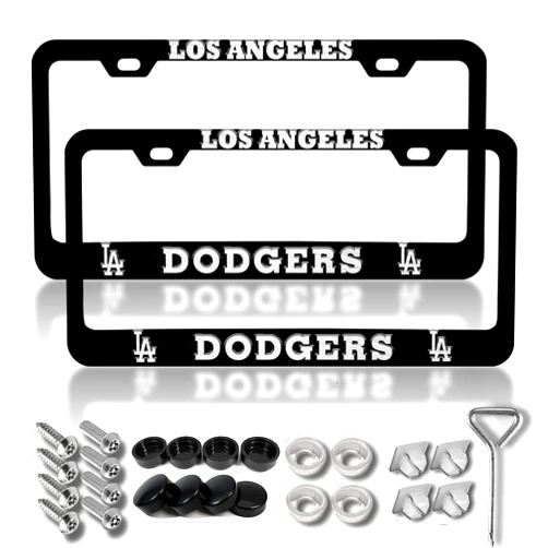 Generic License Plate Frame,2-Pack Cool & Cute Stainless Steel License Plate Frames for US Vehicles, License Plate Holder Rust-Resistant, A Gift for Someone Special in Your Life. (3D-Dodgers)