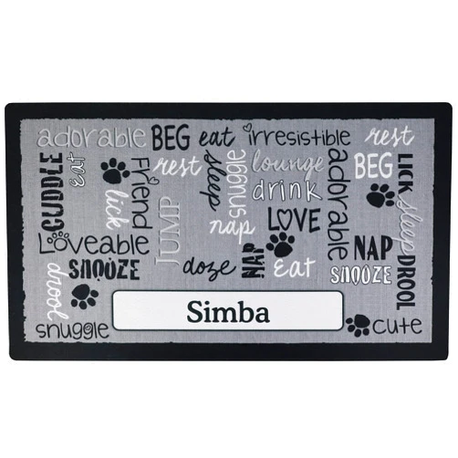 Drymate Personalized Pet Bowl Placemat, Custom Dog & Cat Food Feeding Mat - Absorbent Fabric, Waterproof Backing - Machine Washable/Durable (USA Made) (16