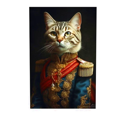 Lancholy Framed Custom Pet Portrait Painting Canvas Wall Art, Renaissance Dog&Cat Portrait from Photo, Pet portrait painting, Ready to Hang-Y03-7.9x11.8in
