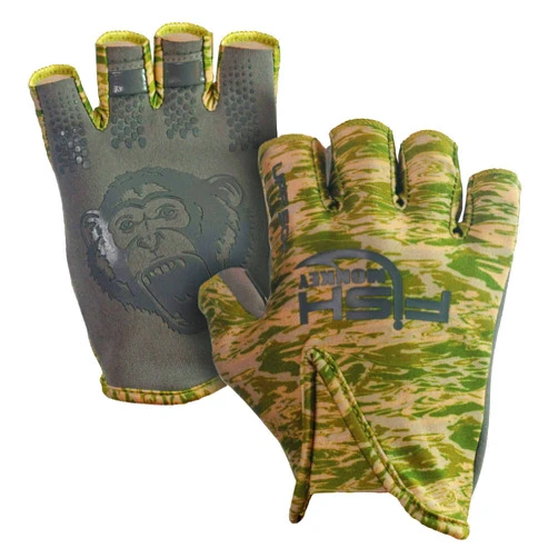 Fish Monkey FM18- Stubby Glove for Fishing L Green Water Camo