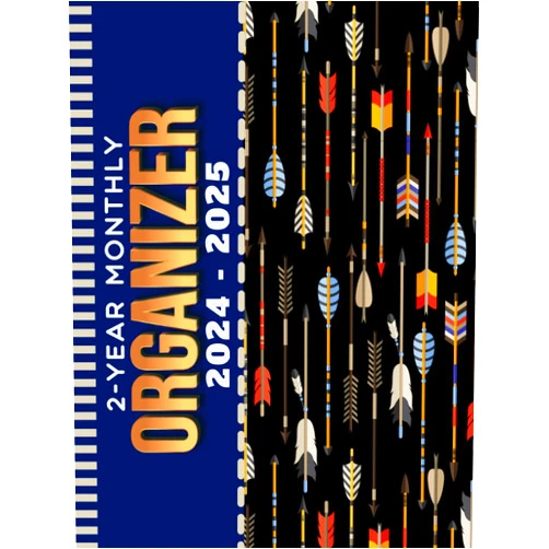 BND 24 Dos Anos Publishing 2-Year Monthly Organizer 2024-2025: Hardcover / 8.5x11 Large Dated Monthly Schedule With 100 Blank College-Ruled Paper Combo / 24-Month Life Organizing Gift / Archery Art Pattern Cover