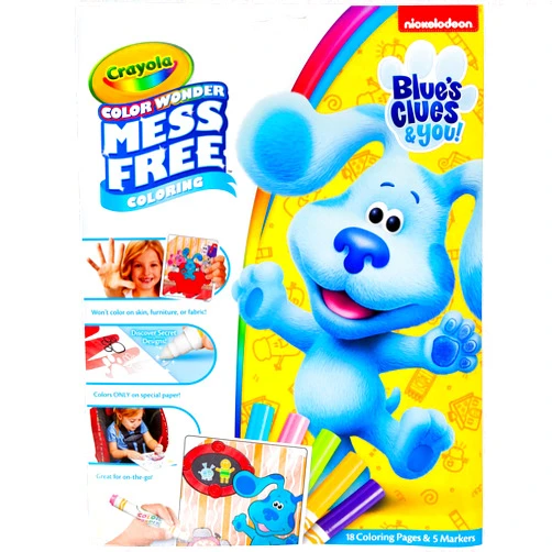 Crayola Blues Clues Color Wonder, 18 Mess Free Coloring Pages & 5 No Mess Markers, Gift for Kids