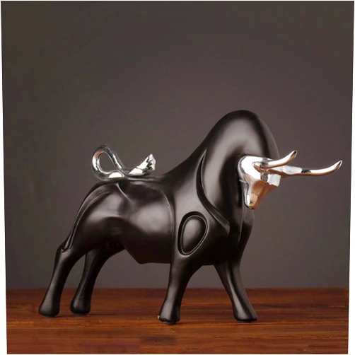 KKONION Resin Bull Statue Animal Sculpture Creative Statues and Sculptures Ornament Craft Home Office Desk Decorative Accessories
