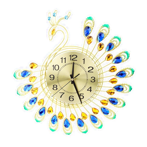 Gavigain Non Ticking Clock,Wall Clock,Iron Modern Wall Clock Large 3D Peacock Shape Non Ticking Silent Clock for Living Room Decor