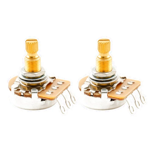 Musiclily Pro HD A500K Full Brass Metric Coarse 18-Spline Split Shaft Pots Audio Taper Potentiometers for Electric Guitar Bass (Set of 2)