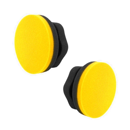 Suvnie 2 PCS Tire Hex Grip Dressing Applicator, Round Shape Car Polishing Foam Applicator Pad, Reusable Auto Wheel Tire Shine Detailing Sponge for Waxing, Buffing, Coating (Yellow, Large Flat)