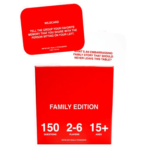 WE'RE NOT REALLY STRANGERS Family Edition Card Game - 150 Conversation Cards for Adults, Teens, Couples, & Strangers - Fun Family Party Time for Game Night or Date Night, Ages 15+, 2-6 Players