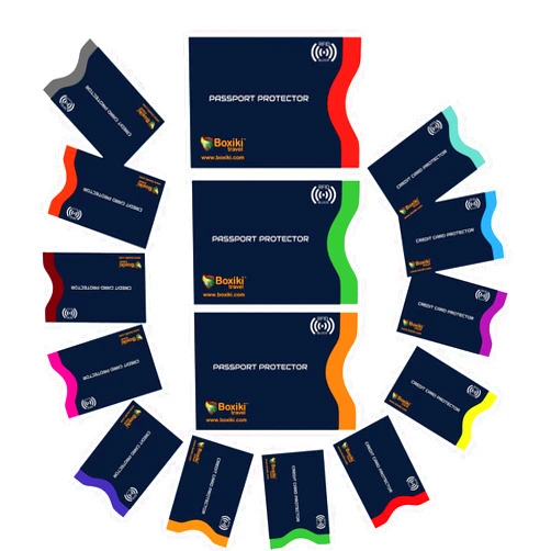 Boxiki Travel RFID Blocking Sleeves, Set with Color Coding | Identity Theft Prevention RFID Blocking Envelopes and Passport Covers