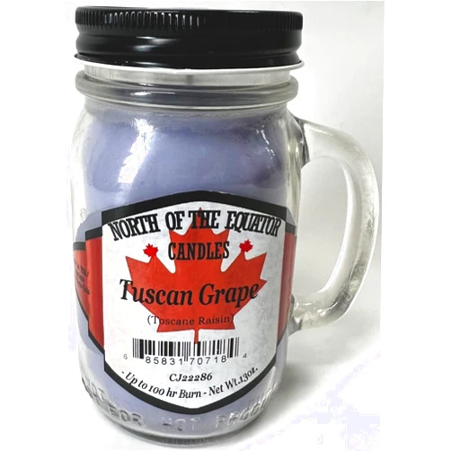 North of The Equator Candles Candles Tuscan Grape Scented with Mason Jar Candle 13 OZ - Made in The USA by Our North of The Equator Candles Company