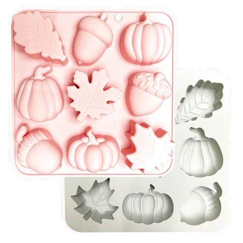 HWSFYES 2PCS Fall Chocolate Molds, 3D Silicone Halloween Thanksgiving Pumpkin Mold Autumn Maple Leaf Acorn Fondant Mold for Candy Ice Cube Soap Baking Cakes Decorating