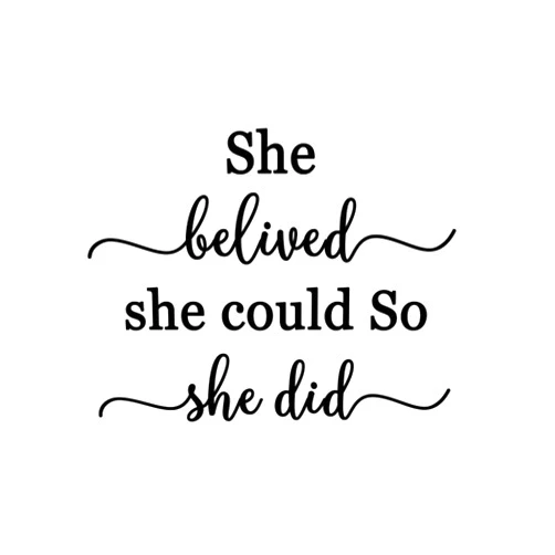 Autravelco She Believed She Could So She Did Teen Room Home Decorations Wall Sticker Murals Christian Religious Church Phrase Removable Wall Stickers for School Living Room Bathroom Tumblers Vinyl 28in