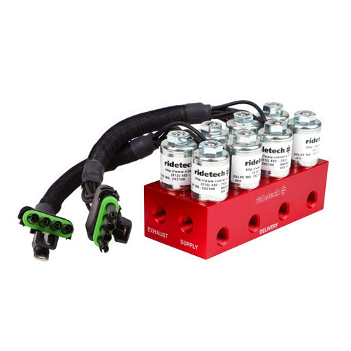 Ridetech 31934001 RidePRO 4-way Solenoid/Air Valve Block used to Inflate and Deflate Air Spring Suspension Systems