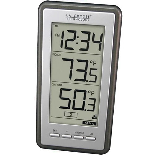 La Crosse Technology WS-9160U-BK-IT-CBP Battery-Powered LCD Wireless 2-Piece Digital Weather Thermometer Station with Hygrometer and Calendar