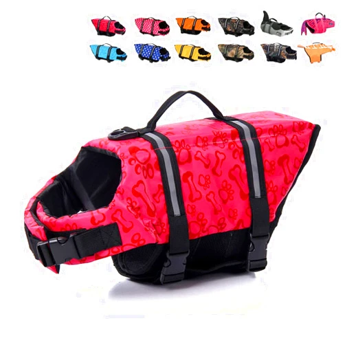 HAOCOO Dog Life Jacket Vest Saver Safety Swimsuit Preserver with Reflective Stripes/Adjustable Belt Dogs?Pink Bone,XXS