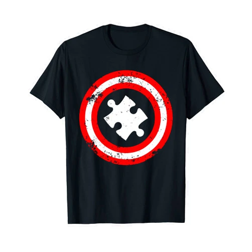 Captain Autism Awareness Superhero Shield Shirts Captain Autism puzzle superhero shield Autism awareness T-Shirt