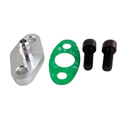 MotoMavens Turbo Oil Feed Inlet Flange Gasket Adapter Kit 4AN 4 AN Fitting T3 T3/T4 T04 T4