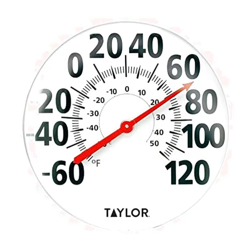 Taylor Extra Large Metal Wall Indoor Outdoor Thermometer, Easy to Read Numbers for Patio, Pool, and Indoor Areas, 18 inch, White