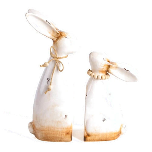 Valery Madelyn Easter Bunny Decorations for Home, 2Pcs Ceramic White Rabbit Statue Figurine Spring Decor, Easter Gift Tabletop for Indoor Outdoor Garden Lawn Yard Decor Table Centerpieces