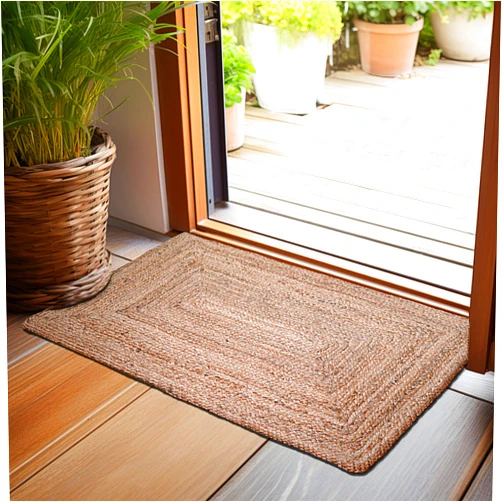 Hausattire Hand Woven Jute Braided Rug, 2'x3' – Natural, Reversible Boho Entry Area Rugs for Kitchen, Living Room I Farmhouse Indoor Outdoor Decorative Floor Rug, 24x36 Inches