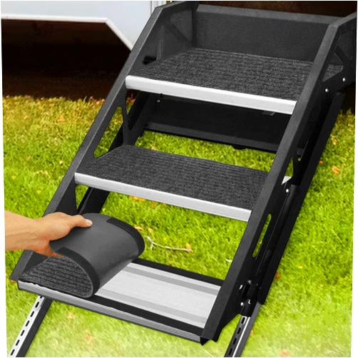 Antidious RV Step Covers Rugs with Hook and Loop 24’’ X 7.5’’ Carpet Stair Covers, great combination of gripping and cleaning for Mobile Home, Campers, 3 Pack