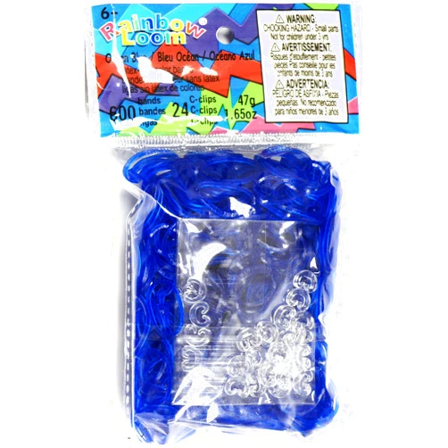 Rainbow Loom Ocean Blue Jelly Rubber Bands Refill + C-Clips
