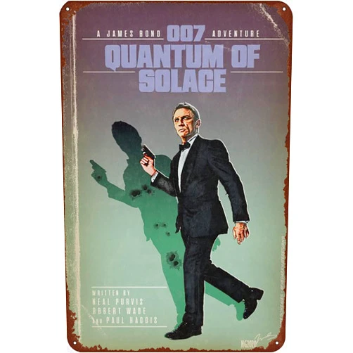 TINSAEGE Metal Tin Sign QUANTUM OF SOLACE | Decorative Signs and Plaques for Your Home Bar, Club, or Wall Decor - 8 x 12 inches