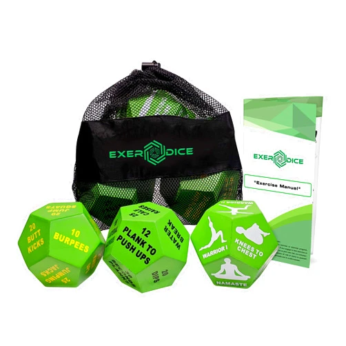The FitLid 3-Pack Exercise Dice Bundle with Fitness Manual & Bag | Perfect for HIIT, Cardio, Yoga, Stretching, Strength Training, Sports, Crossfit, Plyometrics, Body Weight, Group Classes, All Ages, WOD