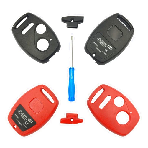 Henrida Keyless Entry Remote Key Housing Replacement for Honda Civic CR-V Fit Accord Crosstour Odyssey CR-Z Key Fob Shell Case，for Honda 2+1 Buttons with Screwdriver (Black+Red)