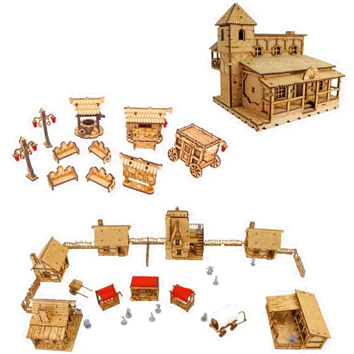 TowerRex DND Terrain Buildings and Furniture Bundle: Tavern, Village, Medieval Street, DND Accessories for Dungeons & Dragons, Pathfinder, Warhammer