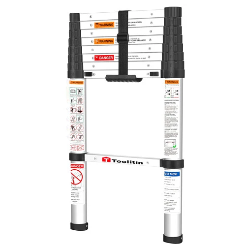 TOOLITIN Telescoping Ladder,8.5FT One Button Retraction Aluminum Telescopic Extension Ladder,Soft Close Design Extendable Ladders Portable for Household Daily or RV Work,330 Pound Capacity