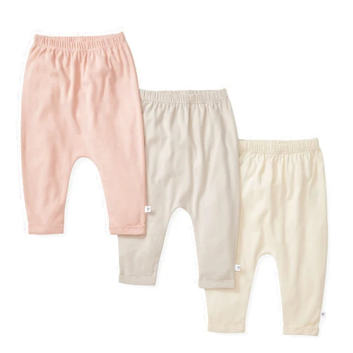 Burt's Bees Baby Knit Jogger Pants, Baby Sweatpants, 100% Organic Cotton Infant Bottoms, Pink Sand 3pk