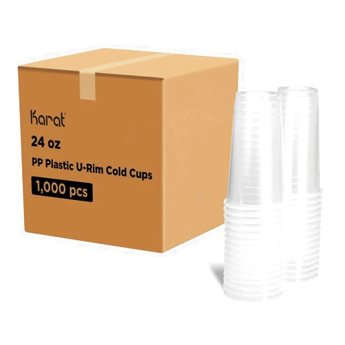 Karat [24oz - 1,000 ct] 95mm Diameter Translucent PP Plastic U-Rim Disposable Cups, Designed for Sealing Films (C1012-K)