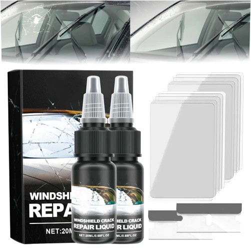 Fiopet Upgrade Windshield Crack Repair Kit, 2024 New Windshield Crack Repair Fluid Window Automotive Windscreen Tool, Car Glass Repair Glue Scratch Chip Cracks Repair Kit (2 Sets)
