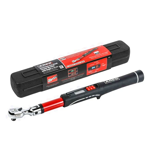 ARES 43007-3/8-Inch Drive Flex Head Electronic Digital Torque and Torque Angle Wrench - 10-100 ft/lbs (13.5-135Nm) - Reversible Sealed Head - Multi-Alert Prevents Over-Torquing