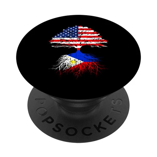 Philippines Roots USA Raised Apparel Co. Filipino American Roots USA Philippines Flag Phone Accessory PopSockets PopGrip: Swappable Grip for Phones & Tablets