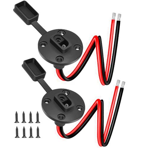 ELECTOP SAE Connector, ELECTOP Solar Weatherproof SAE Socket Sidewall Port, SAE Cable Quick Connect Panel Mount Universal Flush-Mountable Connector for Solar Generator Battery Charger with 8 Screws(2 Pack)