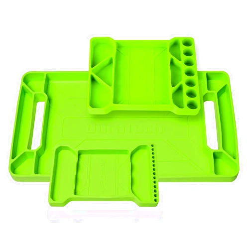 DURATECH Flexible Tool Tray, Silicone Tool Holder for Mechanics Storage, Heat and Chemical Resistant Organizer for Automotive, Industry and Household(3pack Green)