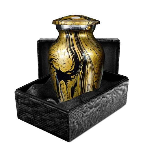 Trupoint Memorials Small Urns for Human Ashes Keepsake, Cremation Urn Human Ashes, Small Urns for Ashes, Decorative Mini Urns for Ashes for Women and Men - Small, Marble Golden