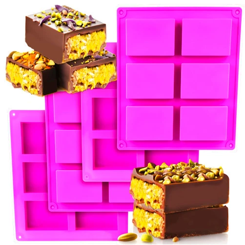 Juome 24 Cavities Chocolate Bar Mold Deep - Thick Deep Chocolate Bar Mold for Filling Silicone Chocolate Bar Mold for Stuffed Bar Knafeh Pistachio Chocolate Candy Bar, Rice Krispies/Crispy Treats Mold