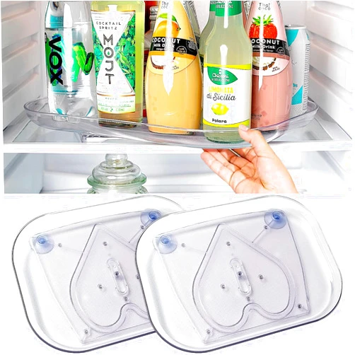 Cemythy Lazy Susan for Refrigerator, 3PCS Fridge Lazy Susan Clear Rectangular Fridge Organizer Storage, Long Square Lazy Susan for Cabinet, Table, Pantry, Kitchen, Countertop(13.78