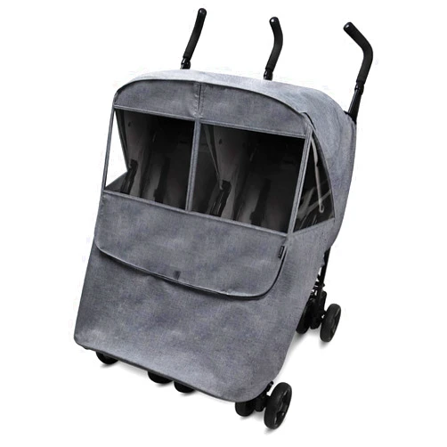 Manito Melange Twin/Double Stroller Weather Shield/Stroller Cover, Water-Repellent, Weather Protection for Rain, Snow, Wind & Cold, All Season (Black Grey)