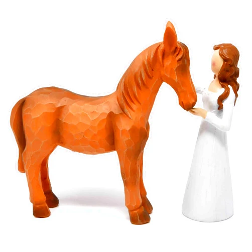Gift Boutique Horse Gifts for Girls Women – Girl Embracing Horse Figurine, Gifts for Horse Lovers Women, Sculpted Hand-Painted Resin Decor Cowgirl Equestrian Gift