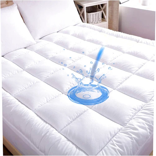 WhatsBedding Waterproof Mattress Pad Cal-King Size Cotton Top Down Alternative Filling Pillowtop Mattress Topper Cover-Fitted Quilted (Waterproof California King)
