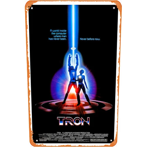 Muecddoa Movie Poster Classic Metal Sign Tron (1982) Wall Art Decor Tin Sign-8x12inch