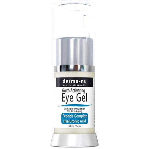 Derma-Nu Eye Gel Anti-Aging Cream - Treatment for Dark Circles, Puffiness, Wrinkles and Fine Lines - Hyaluronic Acid Formula Infused Serum with Aloe Vera & Jojoba for Ageless Smooth Skin .5 oz