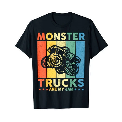 Vintage Monster Truck Are My Jam Retro Sunset Monster Truck Car for Birthday Boy, Toddlers, Youth & Adults T-Shirt